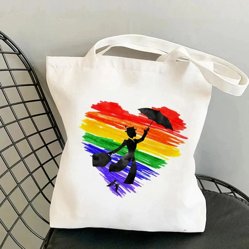 Soft Unisex Canvas Mary Poppins Tote | Kawaii Harajuku Large Capacity Shopping Bag Luxegan