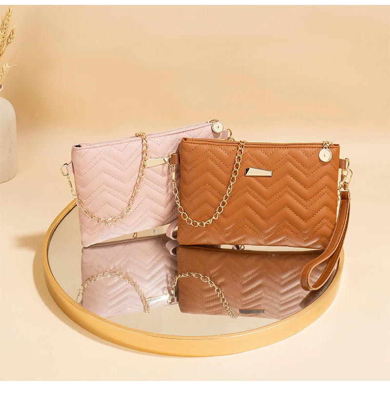 Women's Printed Shoulder Strap Crossbody Bag | Korean Wavy Wallet & Small Square Bag Luxegan