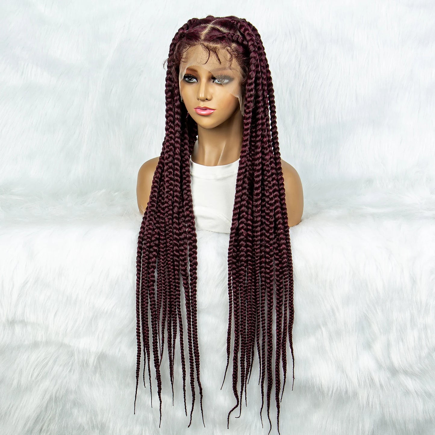 KIMA 36" Colorful Knotless Box Braids Wig | Lace Front & Baby Hair Luxegan