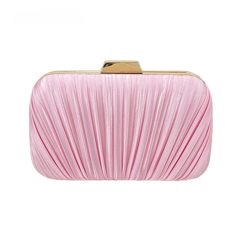 Classic Silky Evening Bag | Sophisticated "Light Pink" Silhouette | Elegant High-End Ruched Handbag | "Dignified" High-Performance Pleated Party Essential for Radiant Versatile Styling Luxegan