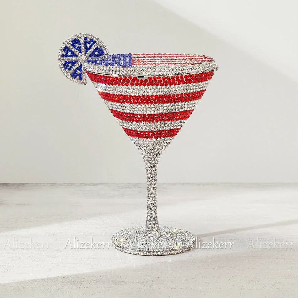 Gorgeous Goblet-Shaped Crystal Evening Bag | Sophisticated Sparkling Diamond Lemon Purse | Elegant Metal Party Handbag | "Dignified" Hard-Shell Metallic Minaudière for High-Fashion Weddings Luxegan