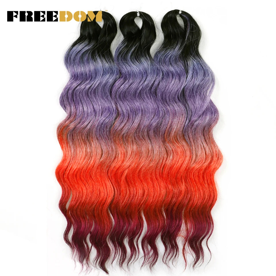 FREEDOM Synthetic Water Wave Crochet Braiding Hair 24 Inch – Ombre & Multi-Tone | 88 Colors | 300g