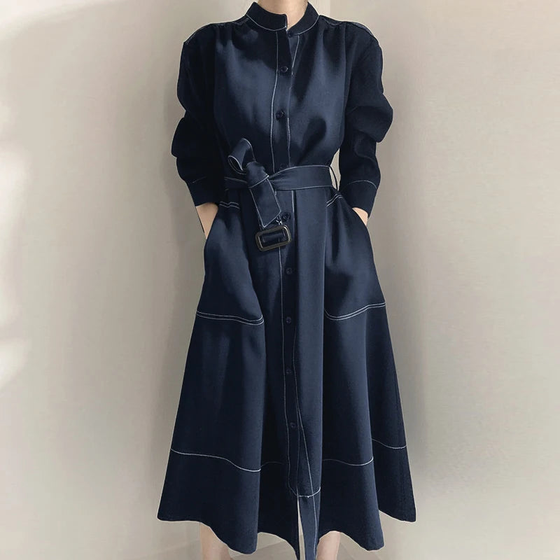 ZANZEA Fashion Long Shirt Dresses Women Elegant Streetwear Office Lady Midi Vestidos Belted Casual Autumn Long Sleeve Party Robe