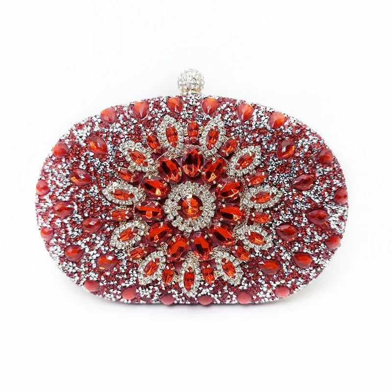 Luxury Diamond Evening Clutch for Women | Sparkling Crystal Wedding Handbag | Premium Beaded Party Purse with Cell Phone Pocket | Elegant Flap-Style Messenger Bag & Quality Gift Luxegan