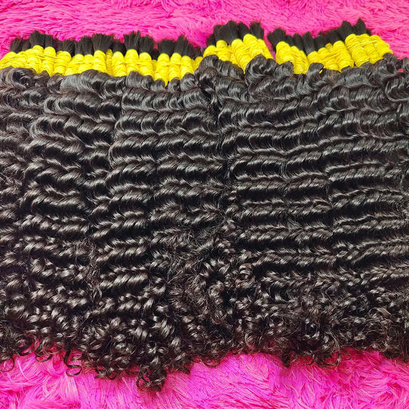100% Human Hair Bulk Extension Virgin Human Hair Deep Wave Hair Curly 10a Bulk Weaving For Braiding Unprocessed No Weft 30 Inch