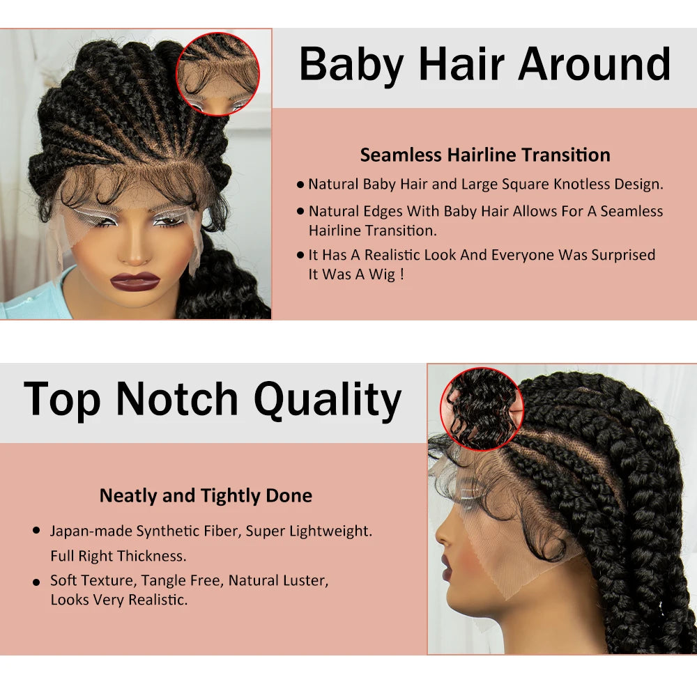 30 Inch Handmade Cornrow Knotless Box Braided Wig | Full Lace