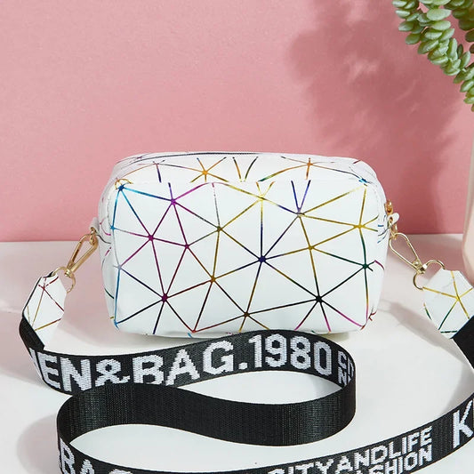 Fashion Laser Shoulder Square Bag | PU Leather Crossbody Bag, Messenger Bag & Small Trendy Satchel Luxegan