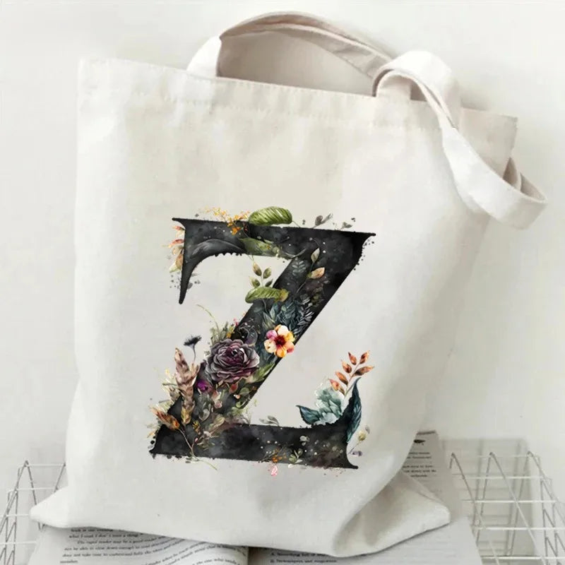 Harajuku Letter & Flower Canvas Tote | Eco Reusable Shopping Bag Luxegan