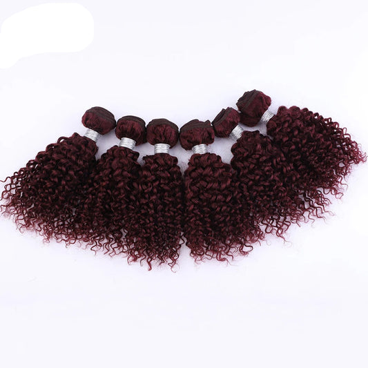 Brazilian Kinky Curly Human Hair Bundles | 100% Remy Jerry Curly Extensions 6Pcs 99J