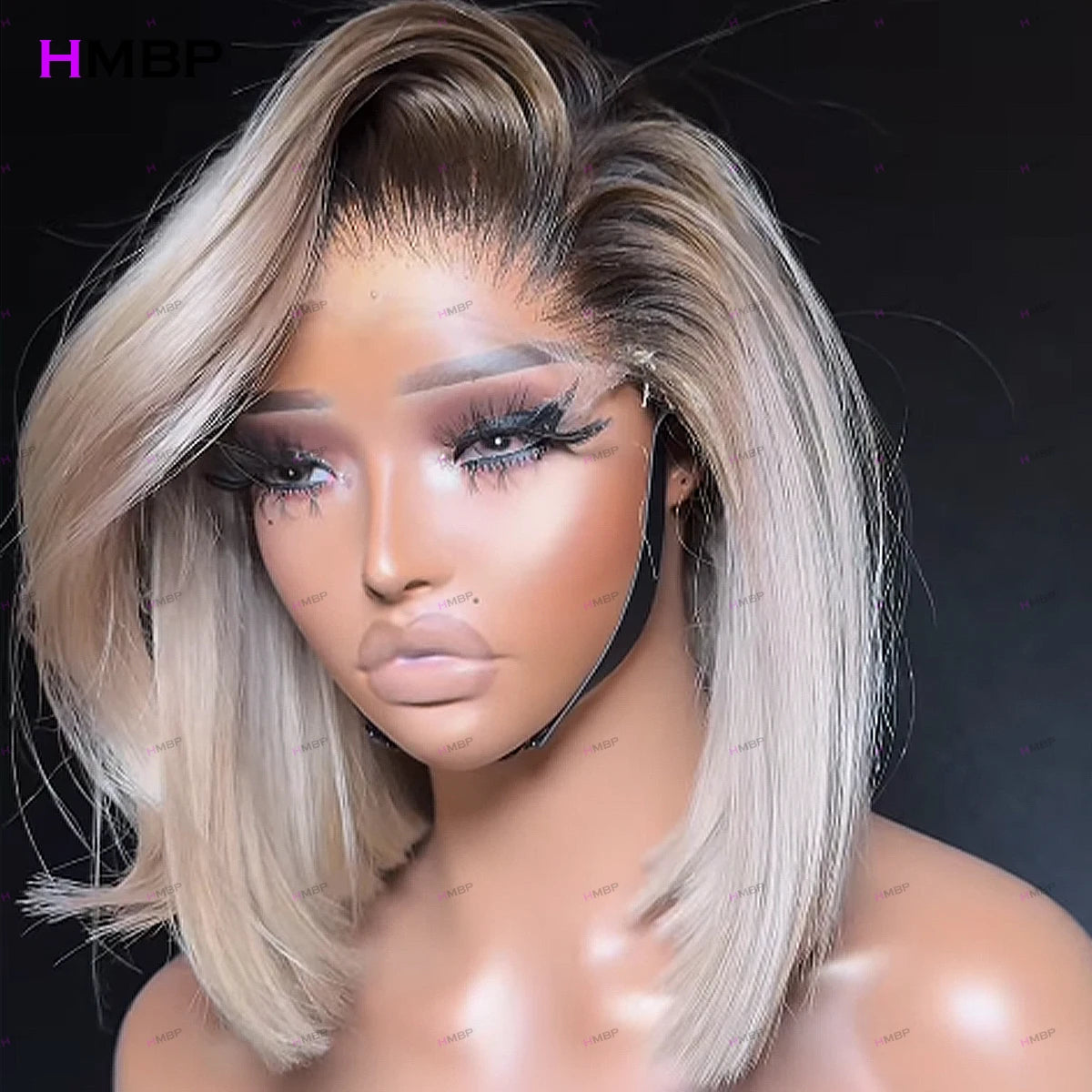 Peluca frontal de encaje HD liso 13×4, color ombre, pelucas de ondas corporales sin pegamento, peluca frontal de encaje, cabello humano, lista para usar para mujeres HMBP