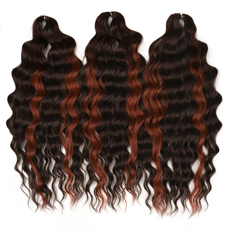 Synthetic Anna Curl Water Wave Crochet Braiding Hair – 24 Inch | 300g | 60 Strands | 88 Ombre & - view 22