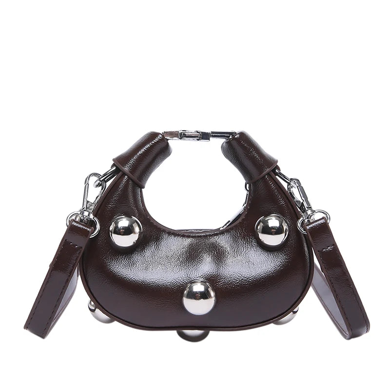 Retro Versatile Ladies Mini Handbag | Women's Big Rivet Personality Luxury Designer Crossbody Bags & Streetwear Shoulder Bag Luxegan