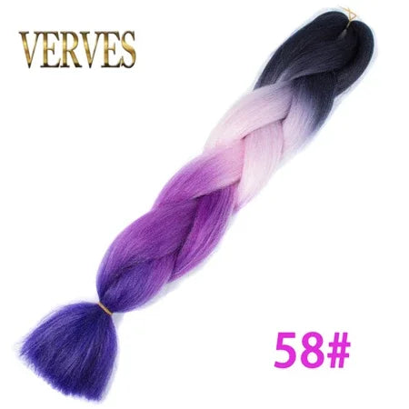 Synthetic Jumbo Braid Kanekalon Braiding Hair 24in | Ombre & Solid Colors | 100g