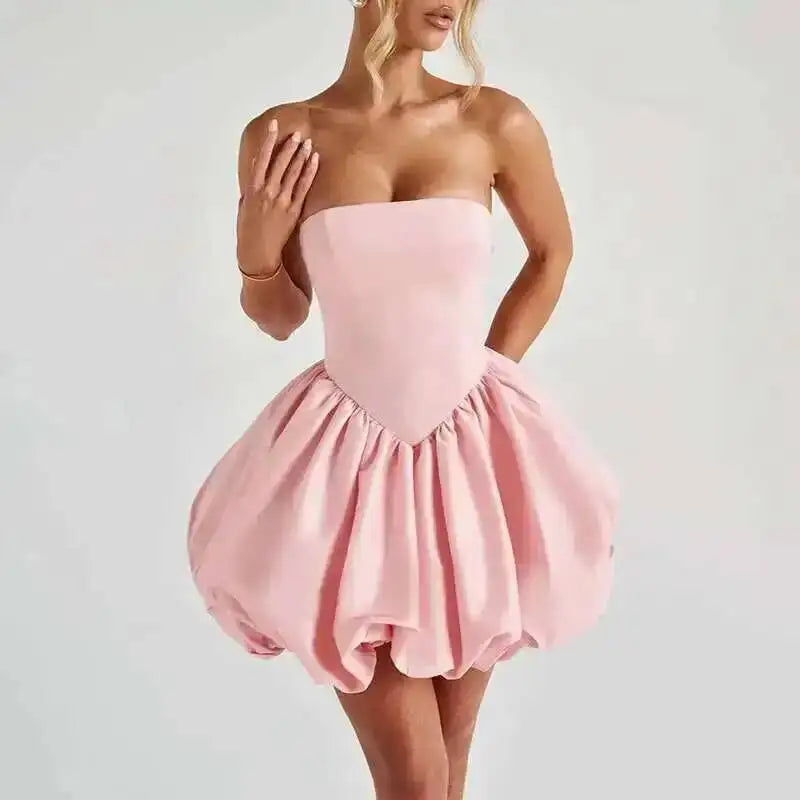 Townlike Bow Backless Sexy Party Dress Women Mini 2025 Spring Summer Dress Waist Wrap A-line Ball Gown Dresses