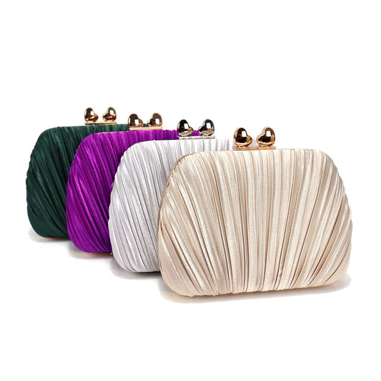 French Light Luxury Satin Pleated Bag | Sophisticated "Niche Design" Silhouette | Elegant Shell Banquet Clutch | "Dignified" High-Performance Synthetic Leather Essential for Radiant Versatile Styling Luxegan