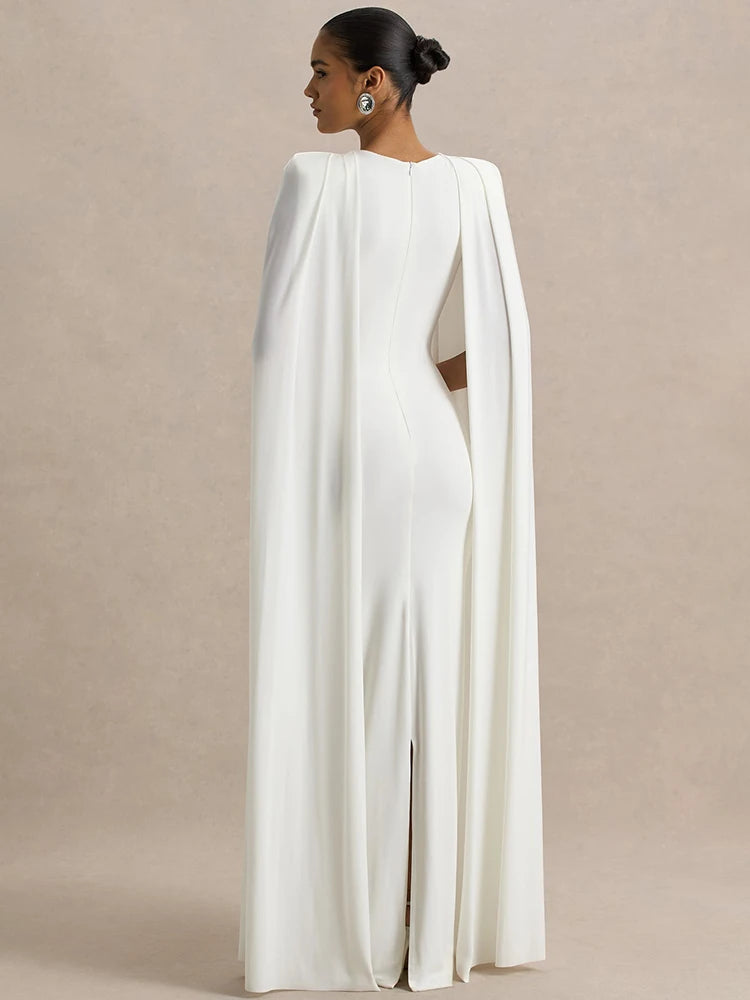 Solid O-Neck Full-Length Sleeve Slim Fit A-Line Midi Dress – Natural Waist, Polyester-Elastane, All Season Luxegan