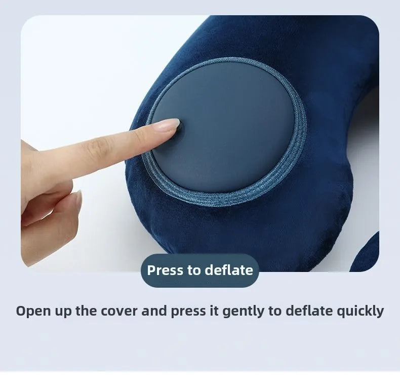 U-Shaped Inflatable Travel Pillow | Sophisticated "Press-to-Inflate" Silhouette | Elegant Portable Air-Filled Neck Support Cushion | "Dignified" High-Performance Travel Essential for Radiant Versatile Styling Luxegan