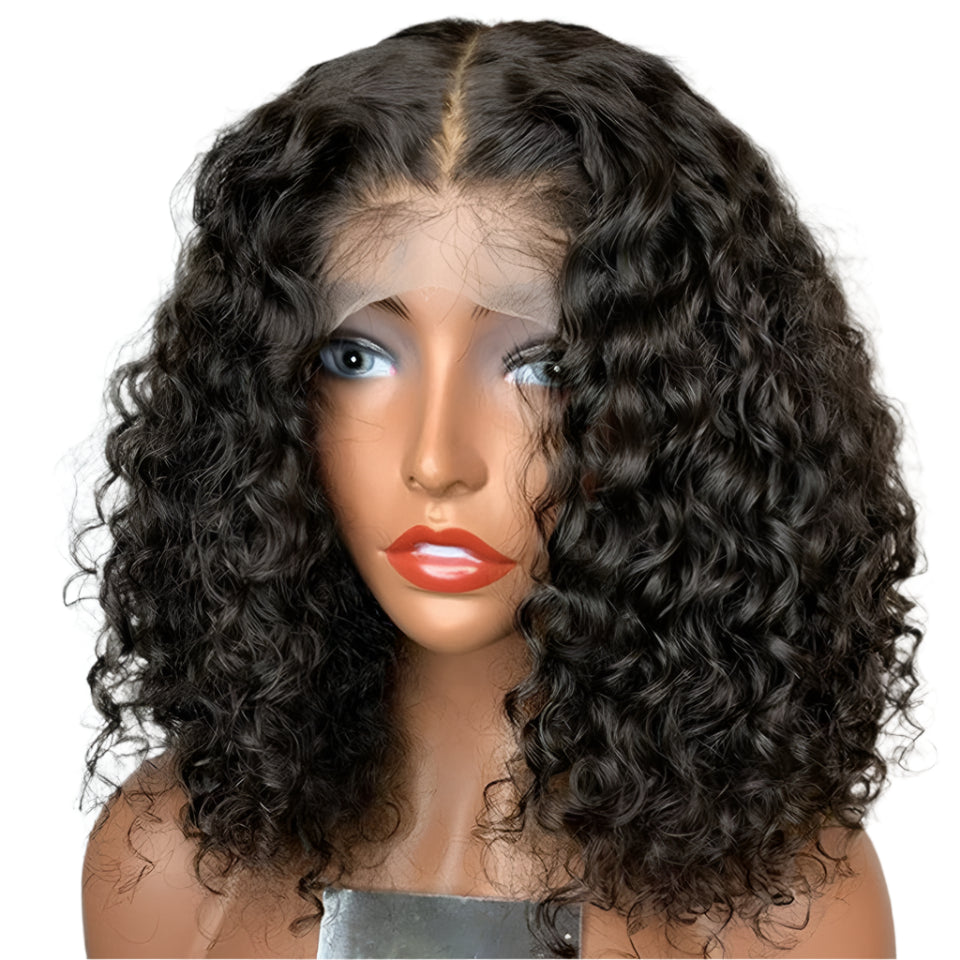 180% Density Deep Wave Bob Wig | Transparent Lace Front Human Hair Luxegan