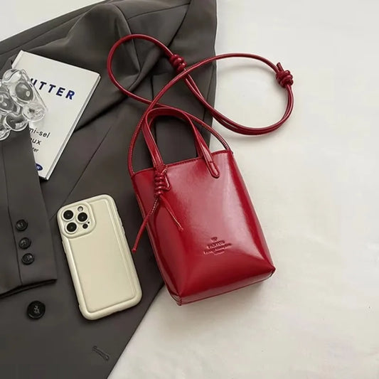 Leather Mini Crossbody Bag for Women | New Korean Fashion Luxury Shoulder Bag & Simple Retro Handbag Luxegan