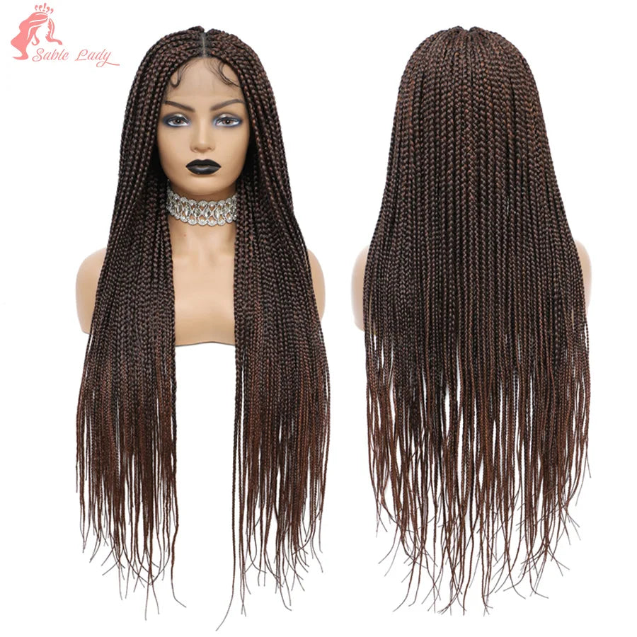 36 Inch Goddess Knotless Box Braids Cornrow Wig | 360 Full Lace