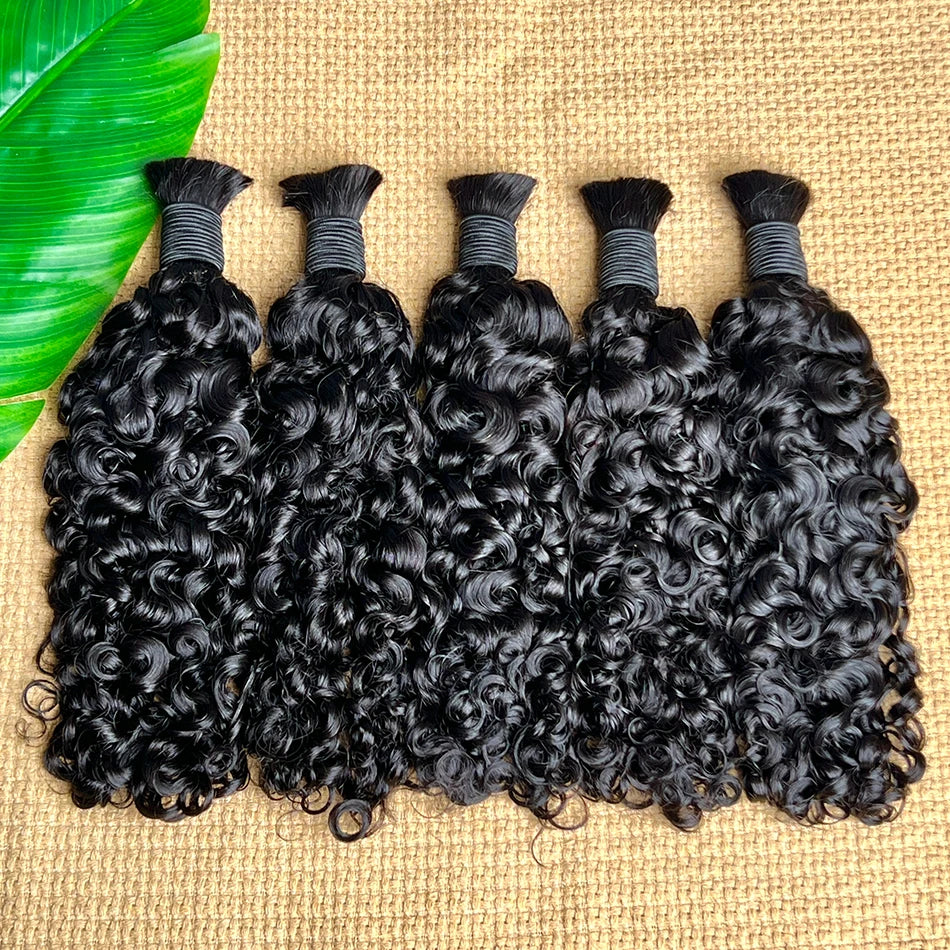 Burmese Curly Human Hair Bulk for Braiding – 100% Raw Virgin No-Weft Boho Braids Hair Natural - view 7
