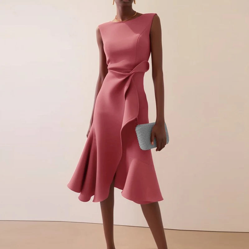 Women's Sleeveless Ruffle A-Line Dress Luxegan