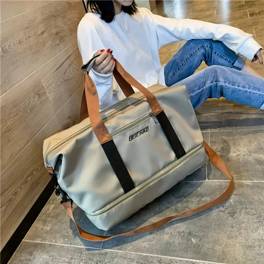 Large Capacity Waterproof Travel Gym Bag | Portable Oxford Fitness Duffle | Short-Distance Luggage & Men's Sports Handbag | Lightweight Shoulder Crossbody Bag Luxegan