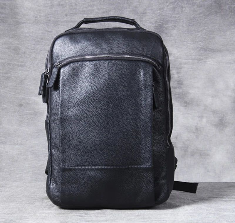High-Quality Genuine Cow Leather Backpack | Fashion Urban Rucksack & Student School Bag | Large 35L Capacity Travel Knapsack with 15-inch Laptop Compartment Luxegan