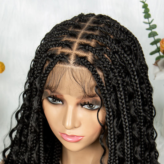 HD Transparent Full Lace Boho Box Braids Wig | Knotless Synthetic Luxegan