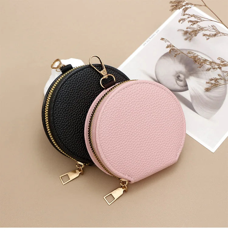 Fashion Candy Color Circular Zipper Coin Purse | Small PU Wallet, Headphone & Key Bag, Student Card Holder (Unisex) Luxegan