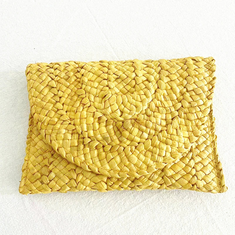 Handmade Straw Envelope Bag | Soft Beach Crossbody Purse Luxegan