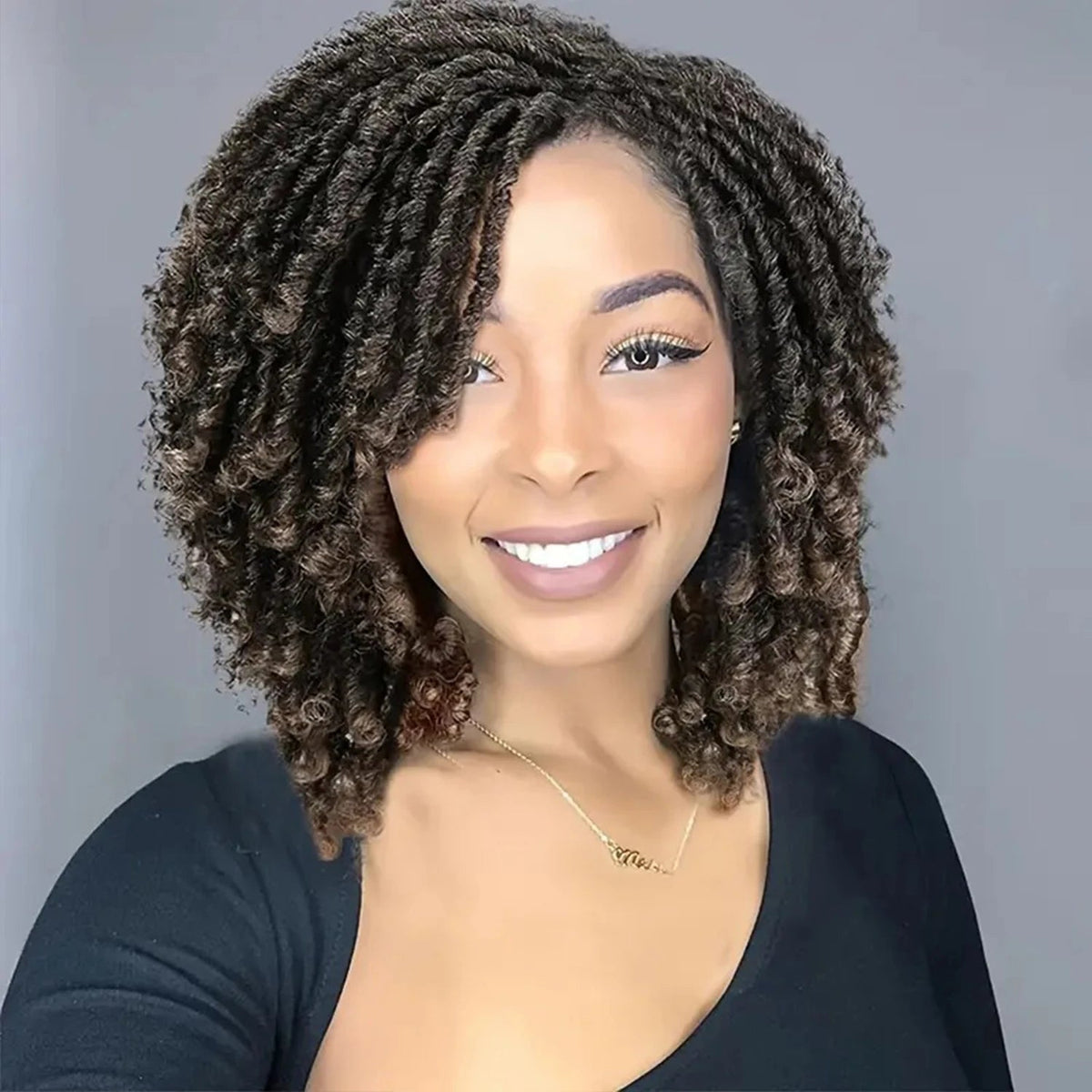 Short Synthetic Dreadlock Wig Afro Crochet Twist Hair Wigs For Black Women Curly Naturel Soft Faux Locs Wig Luxegan