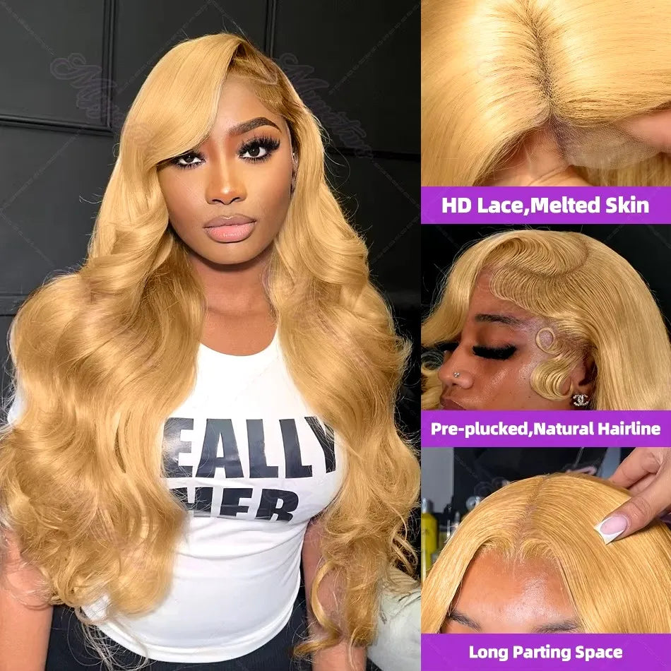 #27 Honey Blonde Body Wave Human Hair Wig | 200% Density 13x6 HD Transparent Lace Frontal & 13x4 Lace Frontal (Pre-Plucked) Luxegan