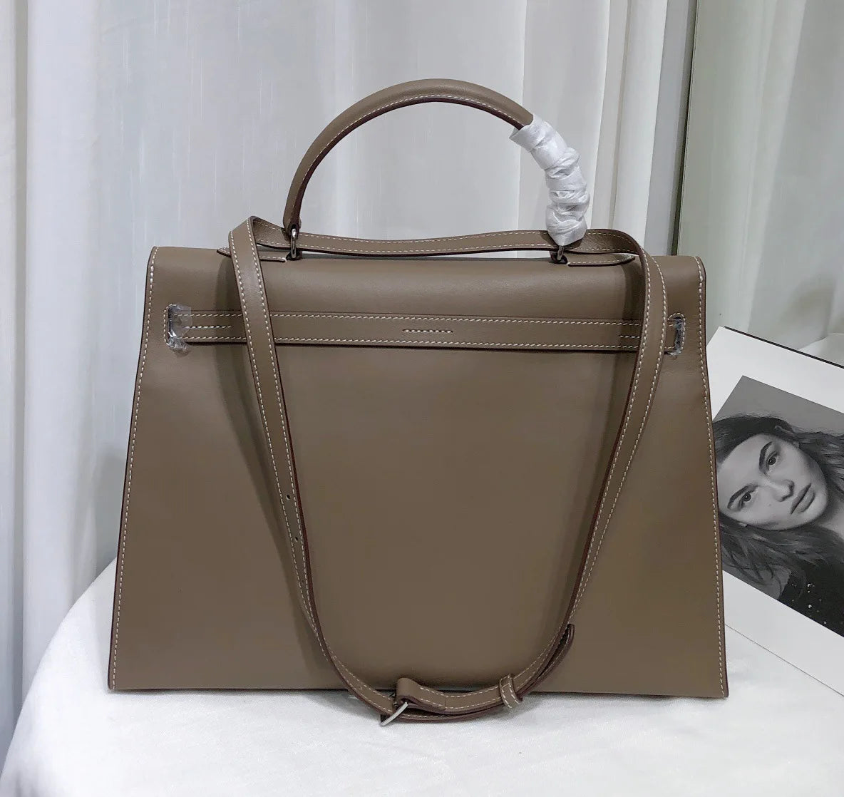 New High-end First-layer Swift Cowhide Leather Women Bag | Folding Clutch Bag Fashionable Shoulder Bag Commuting Casual Versatile Luxegan