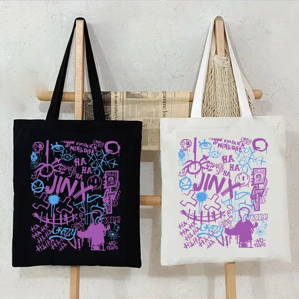 Anime Arcane-Jinx Print Canvas Bag | Reusable & Foldable Shoulder Tote Luxegan