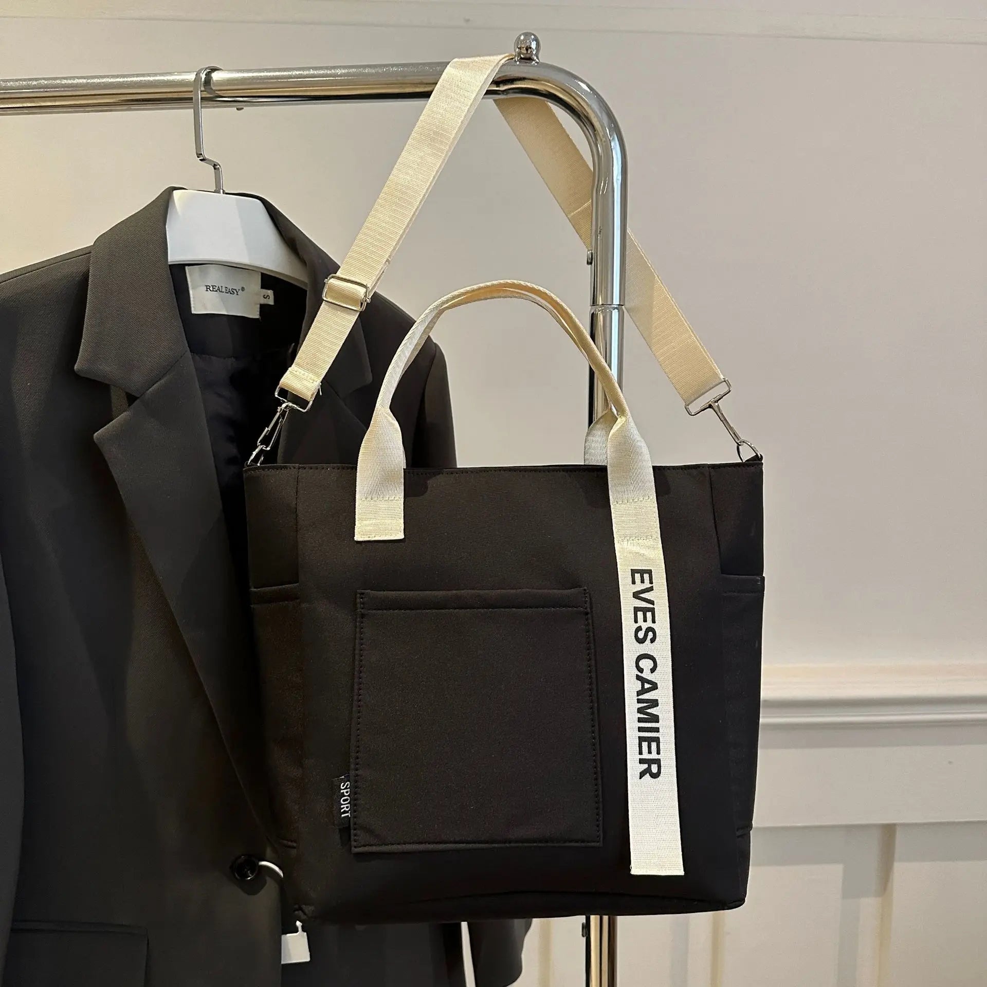 Nylon Letter Casual Tote | Hard Waterproof Large Capacity Messenger Bag Luxegan