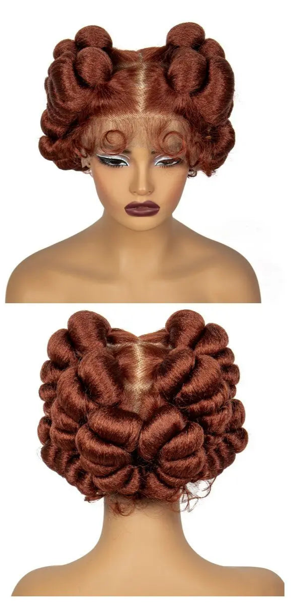 613 Blonde Short Bantu Knotless Braids Wig | Handmade Full Lace | Baby Hair Luxegan
