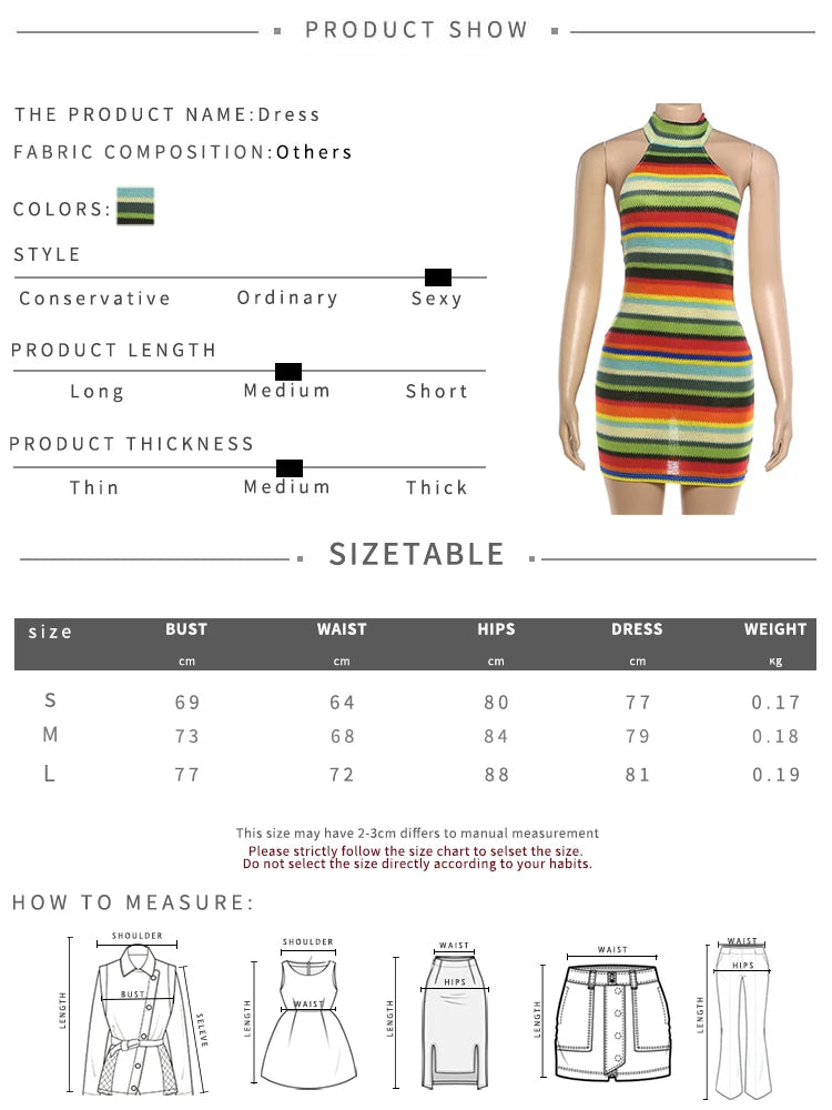 Striped Patchwork Bandage Halter Mini Dress | Sexy Backless Off-Shoulder Bodycon | Streetwear Slim Fit Medium Stretch Sheath Luxegan