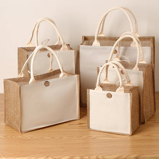 New Linen Handbags | Large Capacity Jute Shopping Bag & Travel Organizer Luxegan