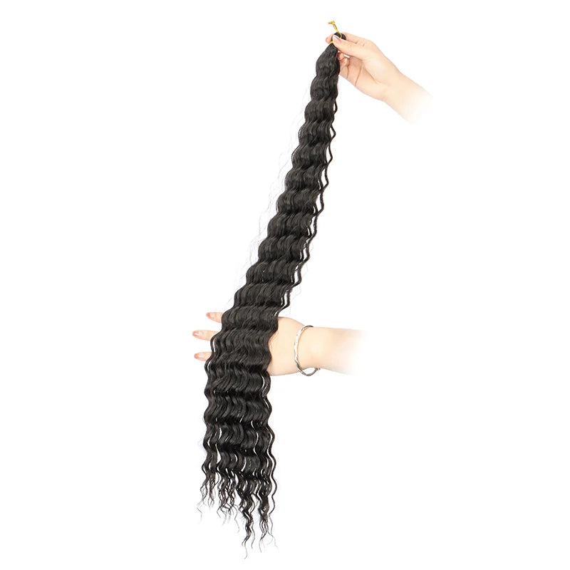 30 Inch Pre-Stretched Deep Wave Crochet Hair – Ombre Soft Curly Braiding Hair for Women Luxegan