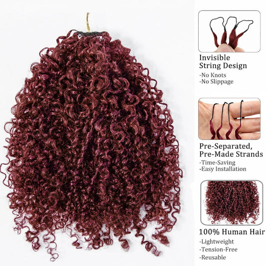 99J Burgundy Deep Pixie Curls Virgin Human Hair Crochet Extensions | 16-24in - view 2