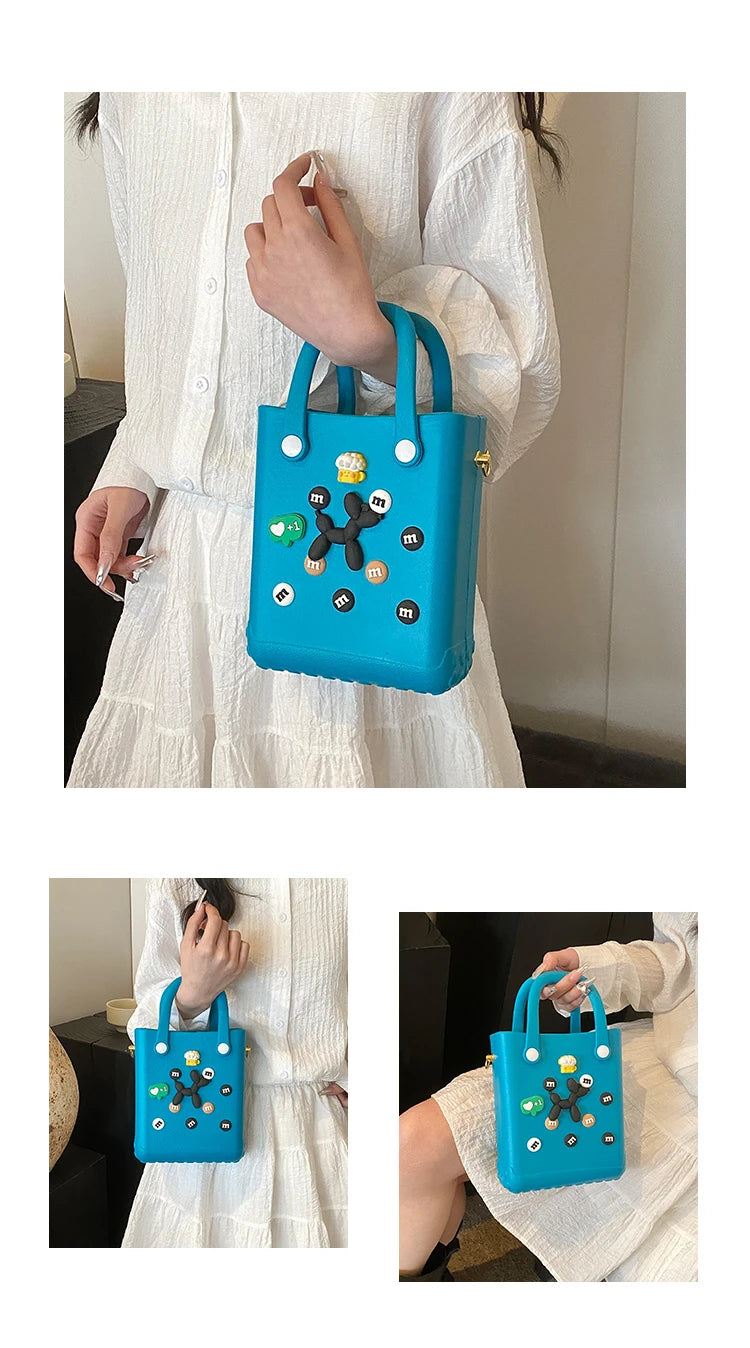 Hard Waterproof PVC Bucket Bag | Lightweight Beach & Travel Handbag Luxegan