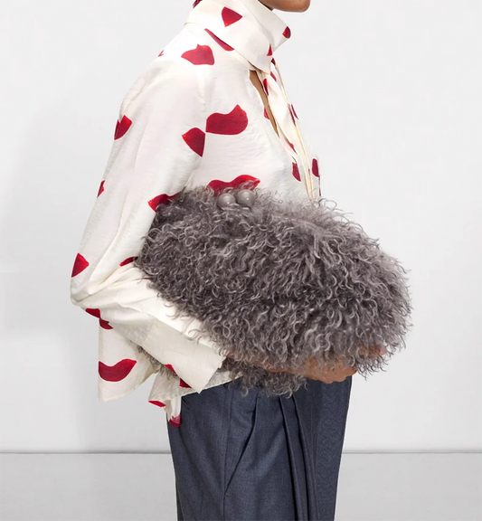 Faux Fur Winter Clutch Bag (Dark Grey) Luxegan