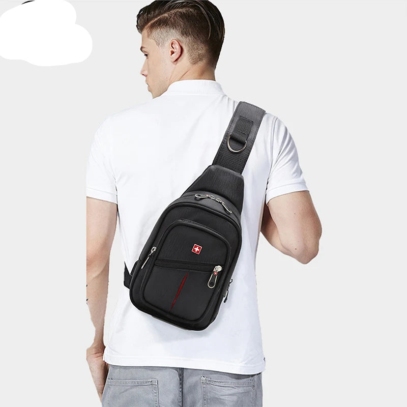 Men's Outdoor Leisure Waterproof Chest Bag | Sophisticated "Large Space Box" Silhouette | Practical Durable Oxford Sling Bag | "Dignified" High-Performance Casual Essential for Radiant Versatile Styling Luxegan