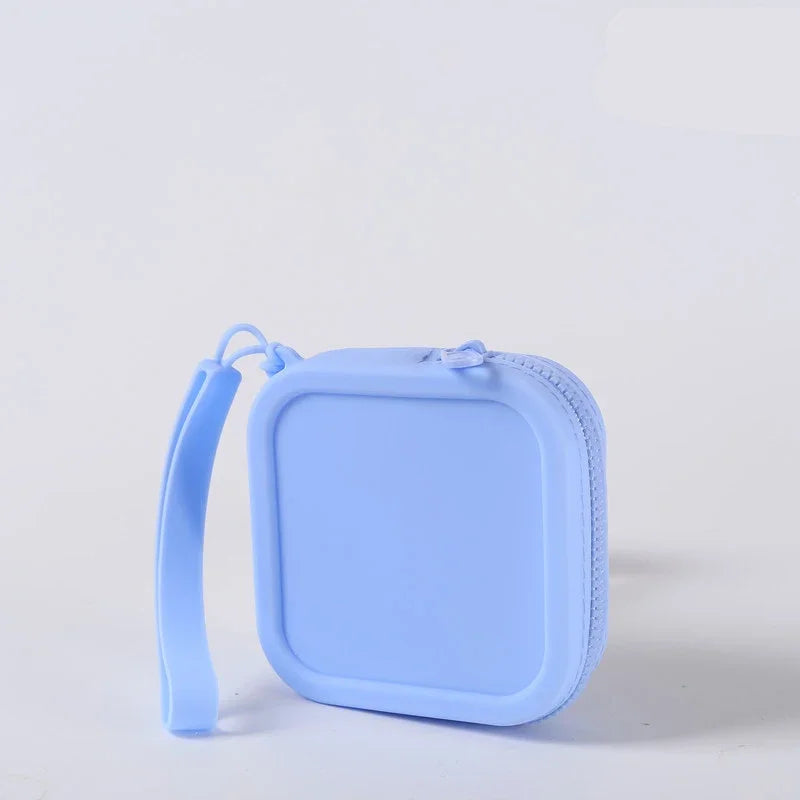 Small Square Waterproof Silicone Wallet | Simple Zipper Organizer Coin Purse & Earphone Bag | Unisex Travel Portable Pouch Luxegan