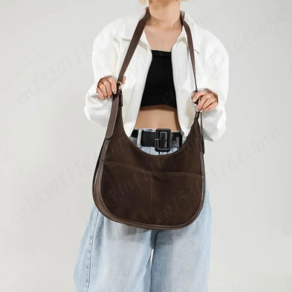 Women’s Leopard Print Faux Suede Crossbody Bag | Large Multi-Pocket Shoulder Tote | Trendy Leopard Pattern Hobo Messenger Bag | Versatile Soft Suede Handbag with Adjustable Strap Luxegan