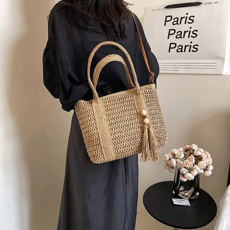 New Fashionable Straw Women's Bag | Elegant & Trendy Satchel Shoulder Bag Luxegan