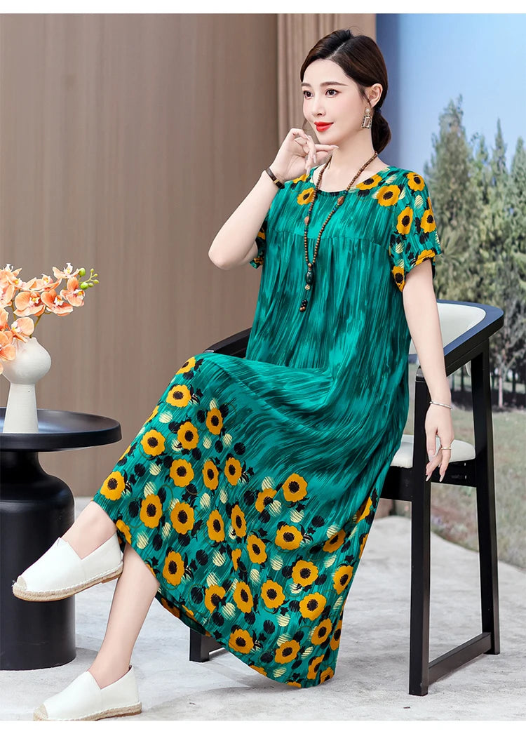 New 2025 Women Dress Female Casual short Sleeve cotton Dresses loose solid Vintage Sweet Clothing Vestidos  vestido verano