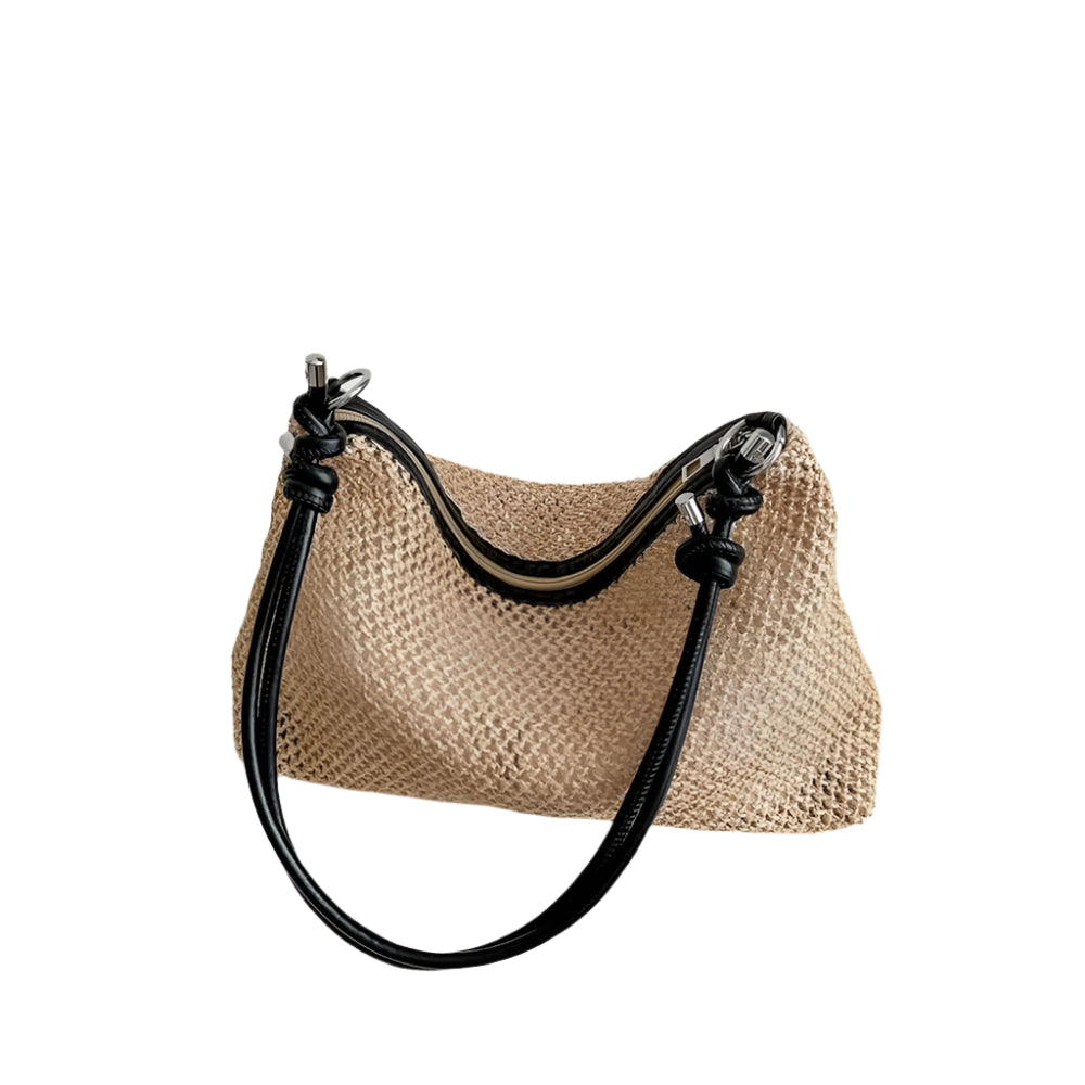 Handmade Braid Straw Bag | Large Capacity Summer Beach Shoulder Bag & Women Girls Fashion Handbag (Rattan Woven Tote for Ladies) Luxegan