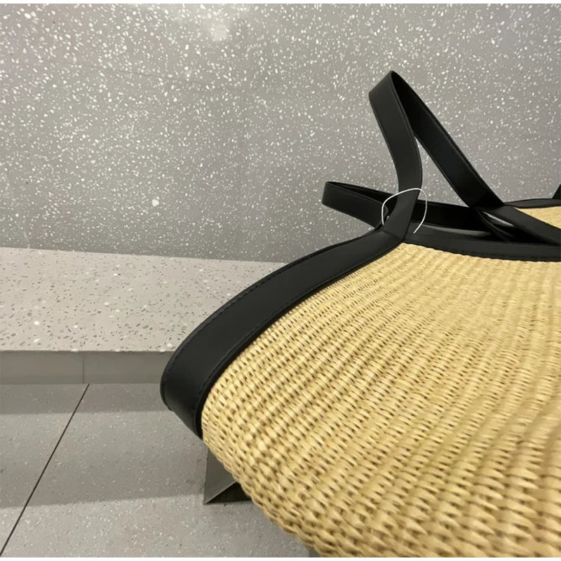 Y-shaped Design Shoulder Bag 2025 | Brand Seaside Beach Vacation Travel Hollow Straw Large Capacity Tote Bag (Casual Light Handbag) Luxegan